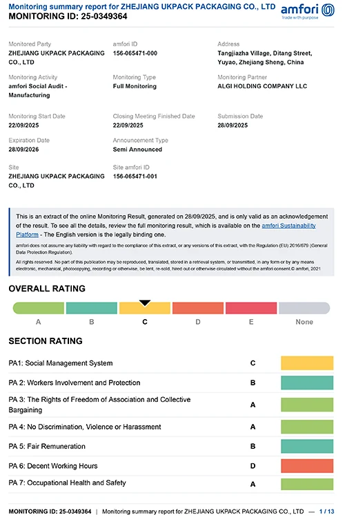 informe de auditoría amfori BSCI de UKPACK -1