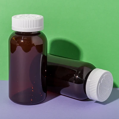 Bote ámbar de PET de 200 ml para cápsulas, SKU UKH030