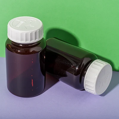 Bote ámbar de PET de 225 ml para cápsulas, SKU UKH046