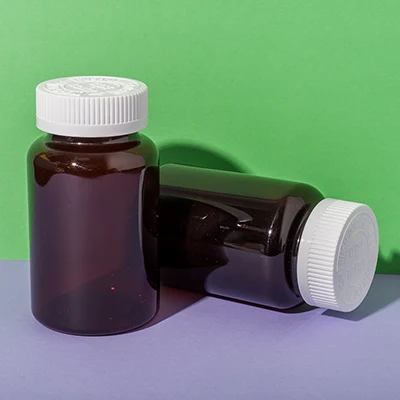 Bote ámbar de PET de 225 ml para complementos alimenticios, SKU UKH031