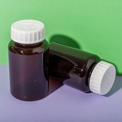 Bote ámbar de PET de 250 ml para cápsulas, SKU UKH047