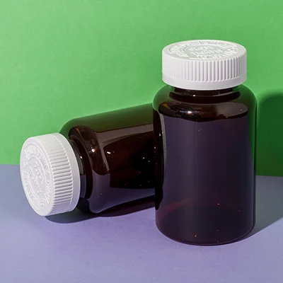 Bote ámbar de PET de 250 ml para complementos alimenticios, SKU UKH017