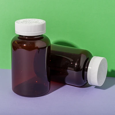 Bote ámbar de PET de 300 ml para complementos alimenticios, SKU UKH033