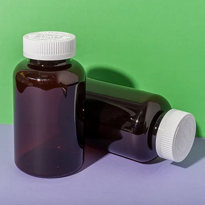 Bote ámbar de PET de 400 ml para complementos alimenticios, SKU UKH034