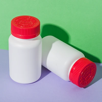 Bote de HDPE de 150 ml para cápsulas con cierre de seguridad infantil, SKU UKH014