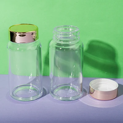 Bote transparente de PS de 120 ml para complementos alimenticios, SKU UKH070
