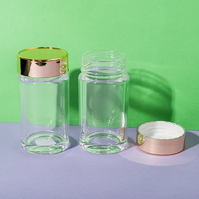 Bote transparente de PS de 55 ml para complementos alimenticios, SKU UKH057