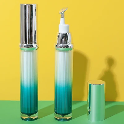 Botella airless PMMA+PP con degradado verde azulado, 15 ml
