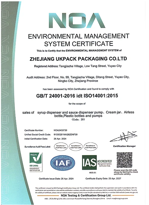 certificación ISO 14001 de UKPACK