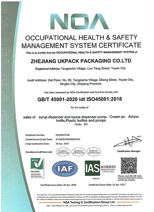 certificación ISO 45001 de UKPACK