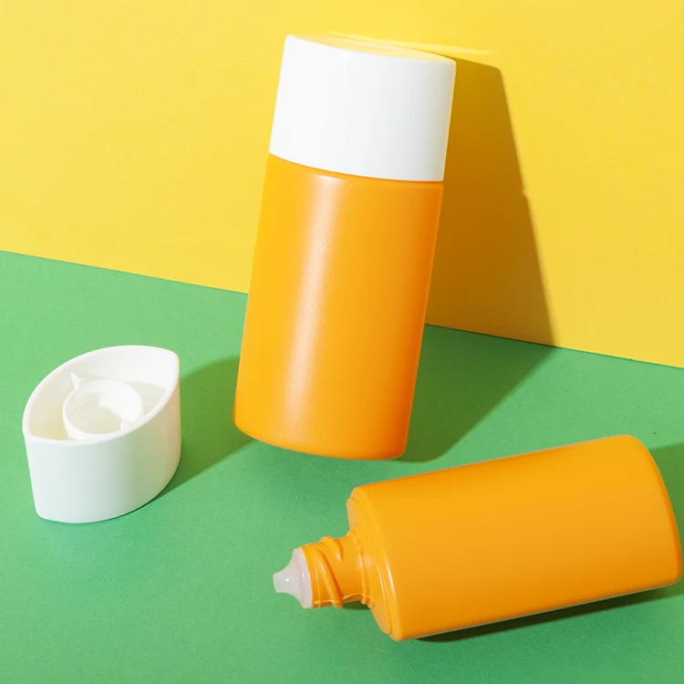 Envase tottle cilíndrico naranja de HDPE de 30 y 50 ml – vista 1