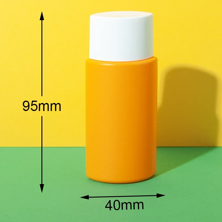 Envase tottle cilíndrico naranja de HDPE de 30 y 50 ml – vista 4