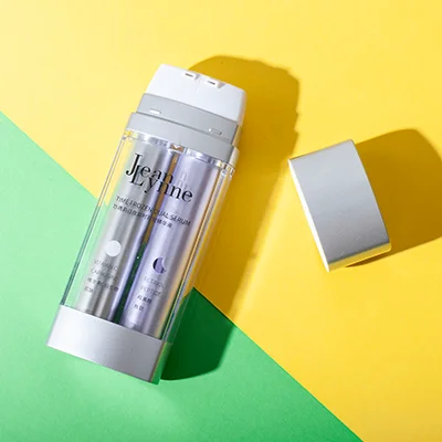 Envase airless de doble cámara AS y PP de 15 ml + 15 ml Envase airless de doble cámara AS y PP de 15 ml + 15 ml