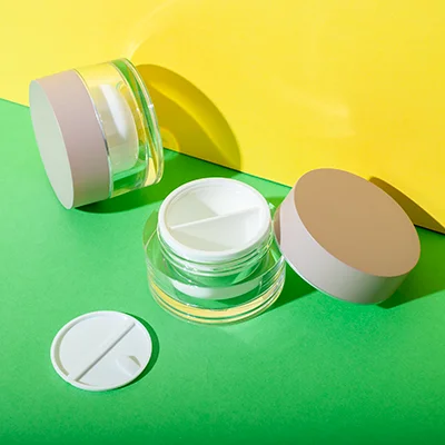 Tarro cosmético de doble cámara de 15 ml + 15 ml Tarro cosmético de doble cámara de 15 ml + 15 ml