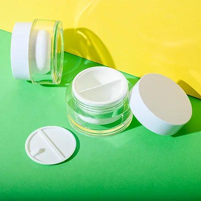 Tarro de crema cosmética de doble cámara de 25 ml + 25 ml Tarro de crema cosmética de doble cámara de 25 ml + 25 ml