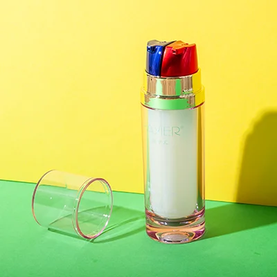 Botella de loción de doble cámara de acrílico y PP de 15 ml + 15 ml Botella de loción de doble cámara de acrílico y PP de 15 ml + 15 ml