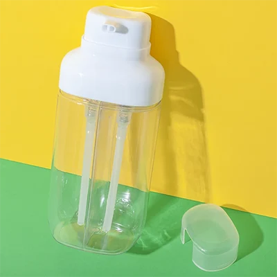 Botella PET de doble cámara para champú, 250 ml + 250 ml
