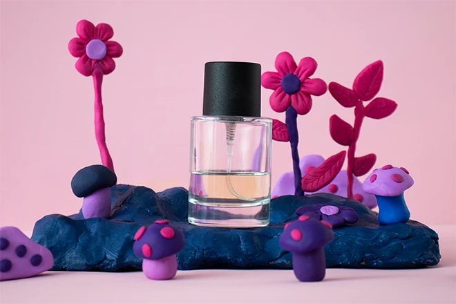 Detalle de un frasco de perfume para packaging Detalle de un frasco de perfume para packaging
