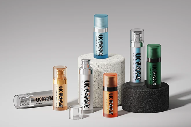 botella airless recargable de vidrio y plástico