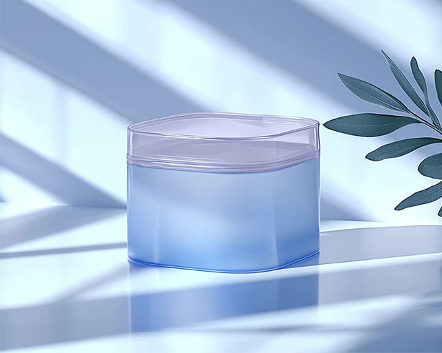 Envase para discos tónicos presentado sobre una mesa Envase para discos tónicos presentado sobre una mesa