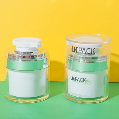 Tarro airless de acrílico con aro metalizado de 50 g