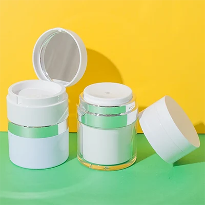 Tarro airless de acrílico con espejo para maquillaje