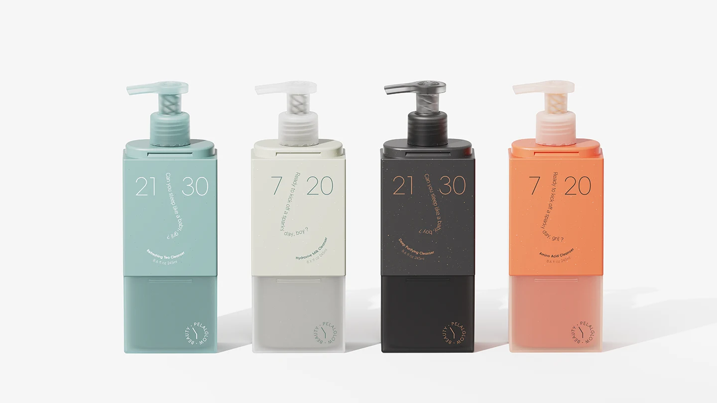 Botella con bomba para loción monomaterial de PP de 250 ml — diseño conceptual — imagen del concepto Botella con bomba para loción monomaterial de PP de 250 ml — diseño conceptual — imagen del concepto