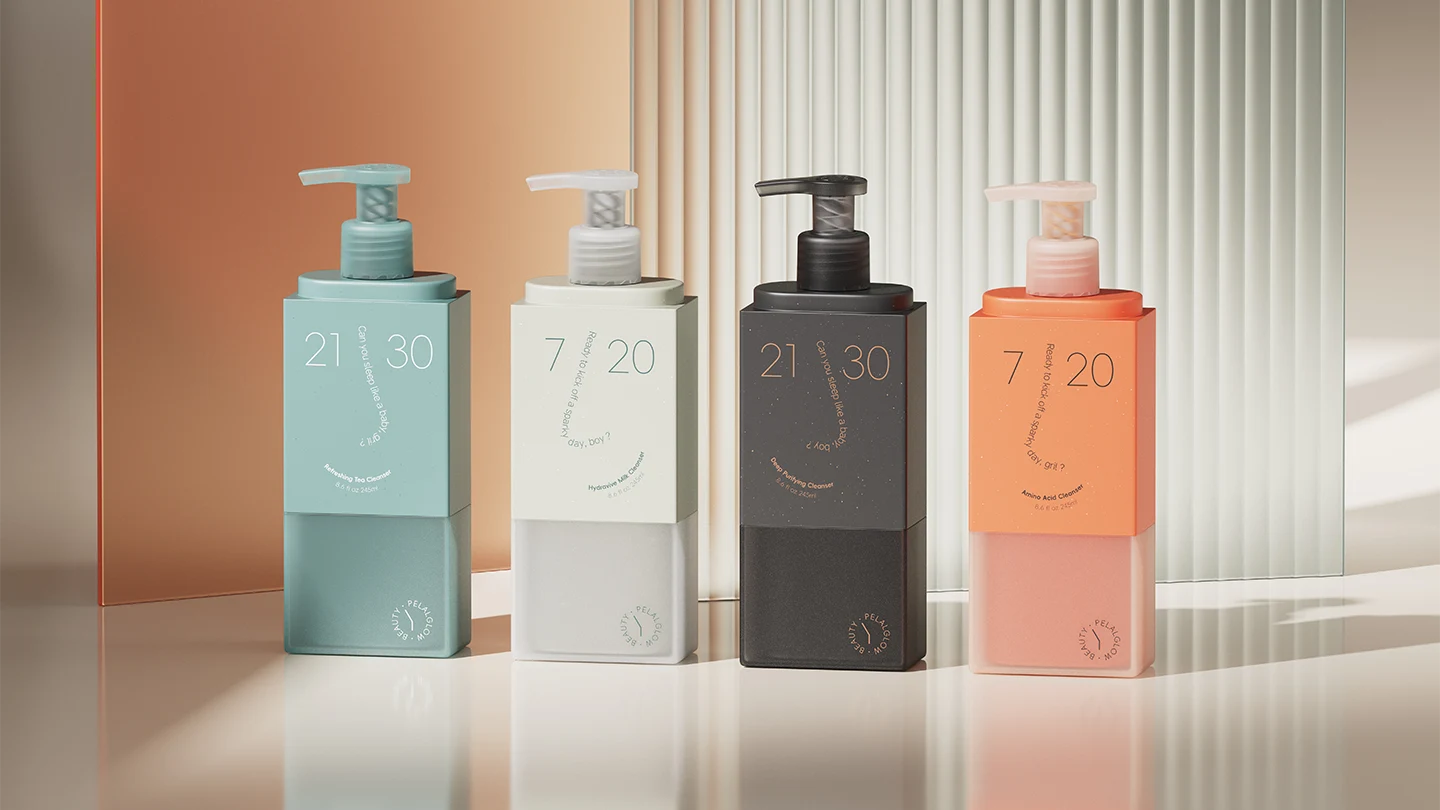 Botella con bomba para loción monomaterial de PP de 250 ml — diseño conceptual — imagen del concepto Botella con bomba para loción monomaterial de PP de 250 ml — diseño conceptual — imagen del concepto