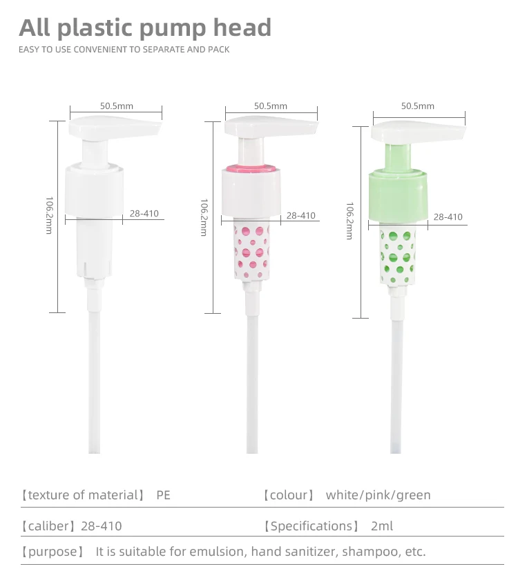 Mono-material Plastic 28 410 Lotion Pump for Shampoo, Hand Sanitizer, etc - vista 6