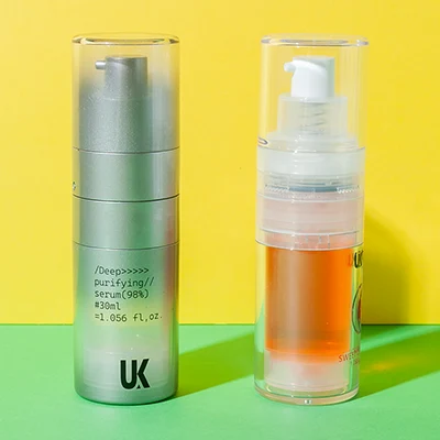 Botella airless Duo-Mix recargable: detalle del envase refillable dual chamber duo-mix airless bottle - 006