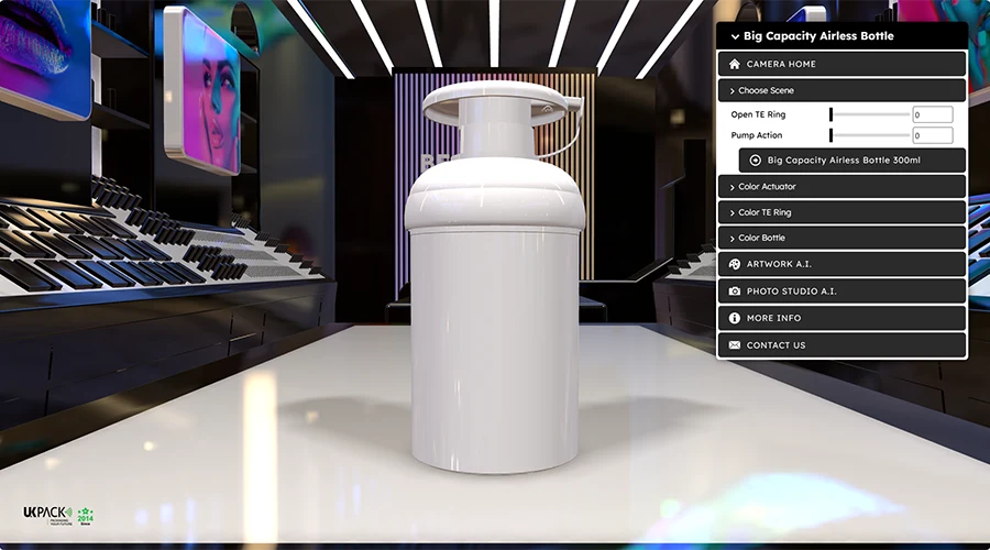 big capacity airless bottle 300ml 3d customizer - 1