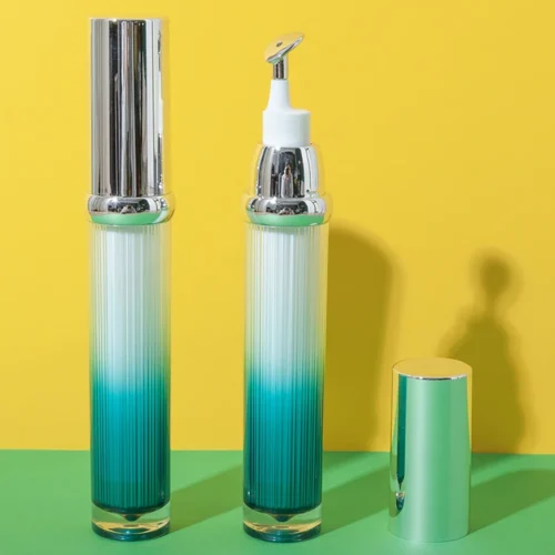 Botella airless PMMA+PP con degradado verde azulado, 15 ml – vista 1