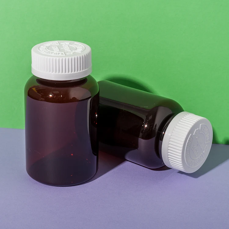 Child-Resistant PET Plastic Amber Pill Bottle 175cc - vista 1
