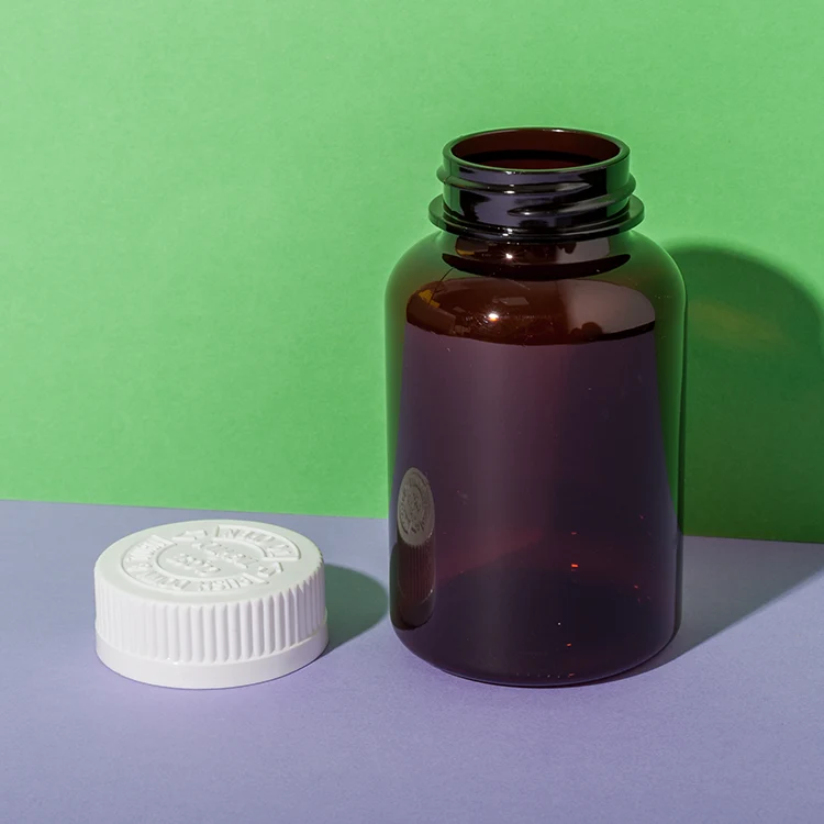 Child-Resistant PET Plastic Amber Pill Bottle 175cc - vista 3