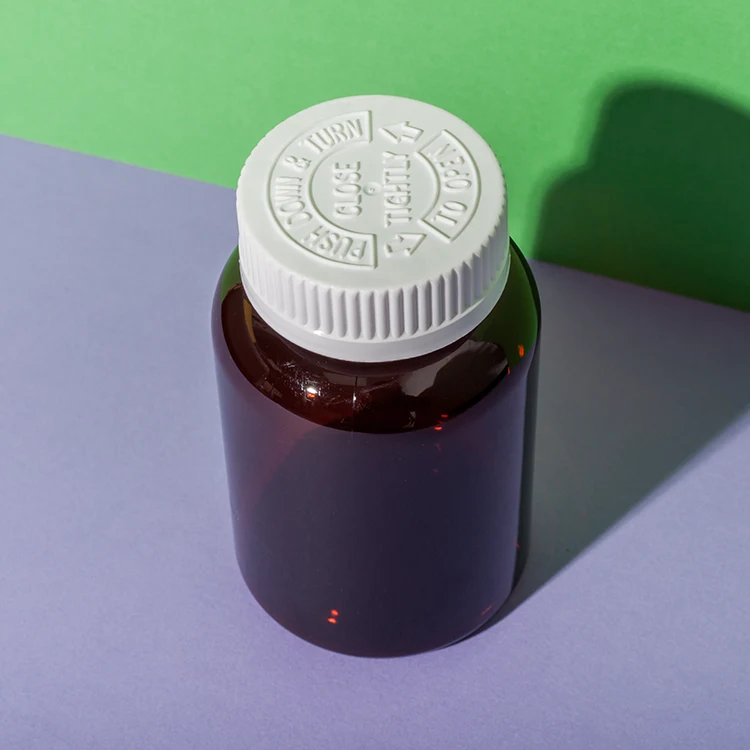 Child-Resistant PET Plastic Amber Pill Bottle 175cc - vista 5