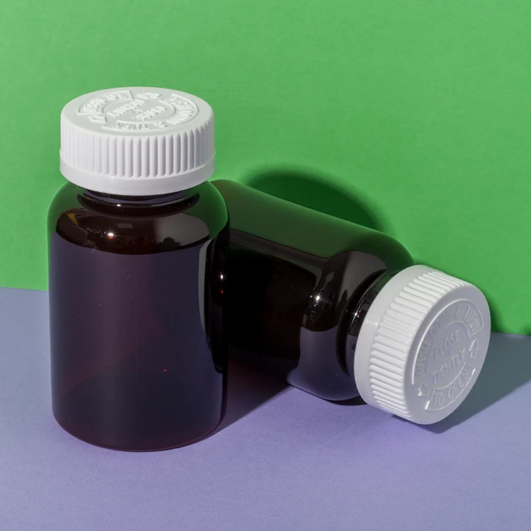 PET Plastic 150cc Amber Capsule Bottle - vista 1