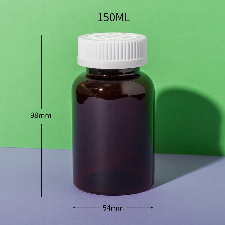 PET Plastic 150cc Amber Capsule Bottle - vista 2