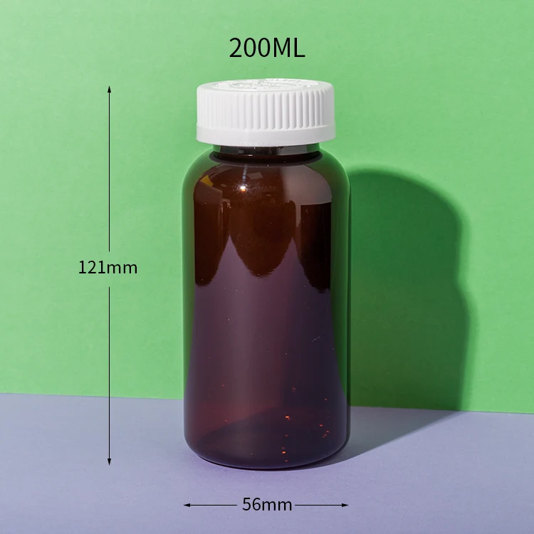 PET Plastic Amber 200cc Capsule Bottle - vista 2