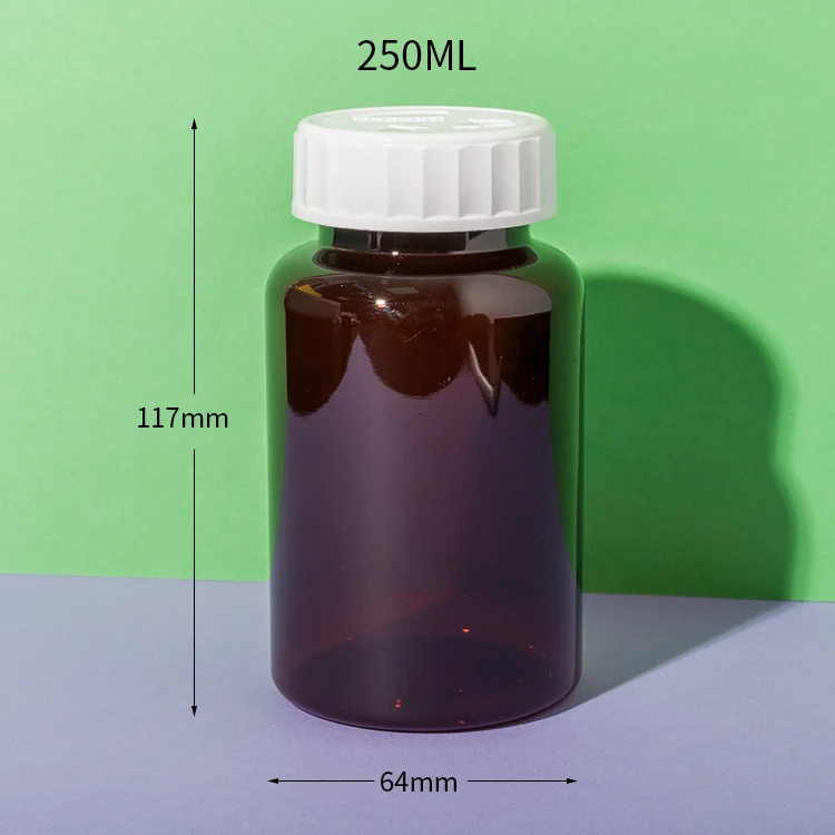 PET Plastic Amber 250cc Capsule Bottle - vista 2