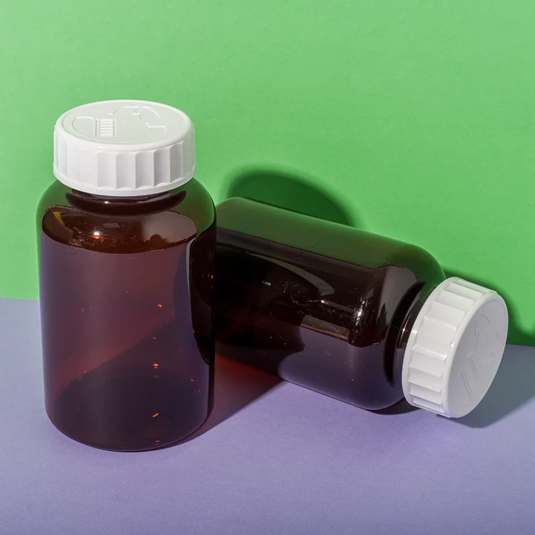 PET Plastic Amber 300cc Capsule Bottle - vista 1