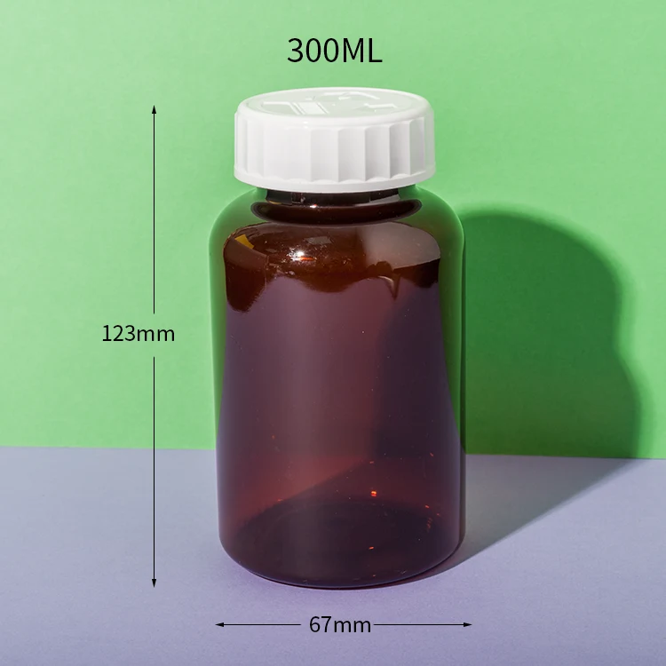 PET Plastic Amber 300cc Capsule Bottle - vista 2