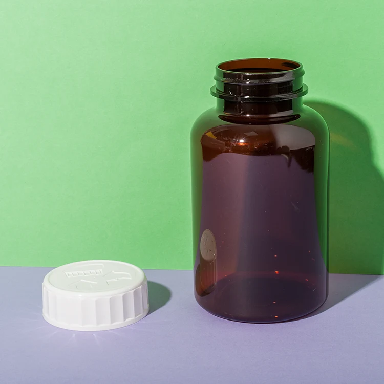 PET Plastic Amber 300cc Capsule Bottle - vista 3