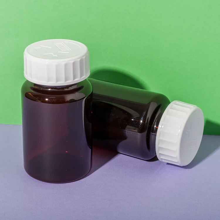 PET Plastic Amber Vitamin E Capsules Bottle - vista 1