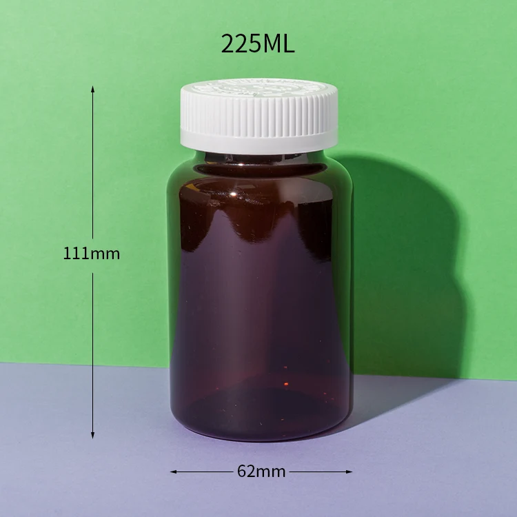 PET Plastic Amber 225cc Supplement Bottle - vista 2