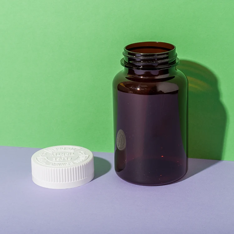 PET Plastic Amber 225cc Supplement Bottle - vista 3