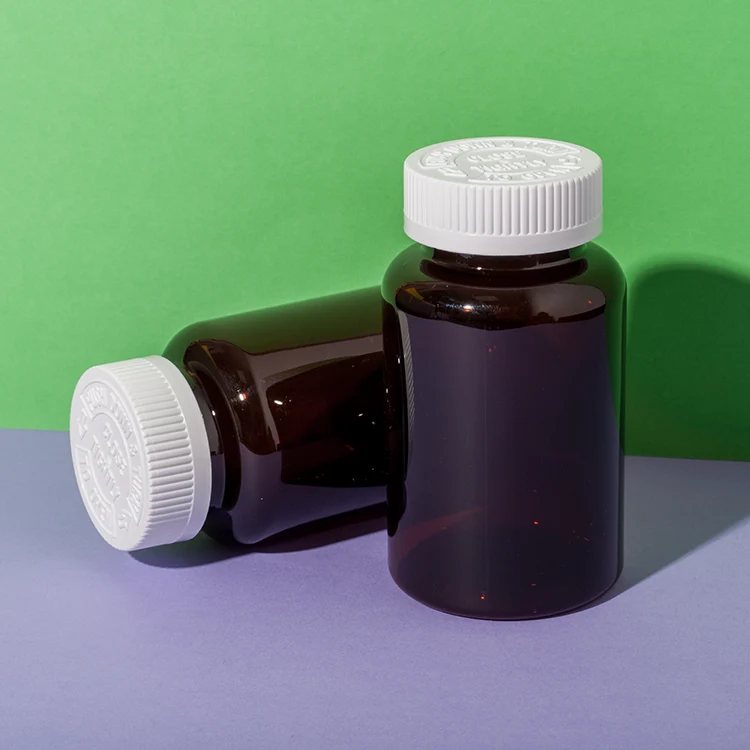 PET Plastic 250cc Amber Supplement Bottle - vista 1