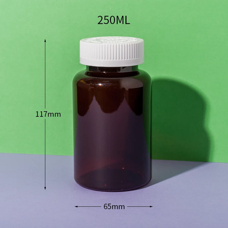 PET Plastic 250cc Amber Supplement Bottle - vista 2
