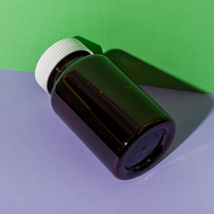 PET Plastic 250cc Amber Supplement Bottle - vista 3