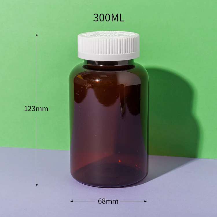 PET Plastic Amber 300cc Supplement Bottle - vista 2