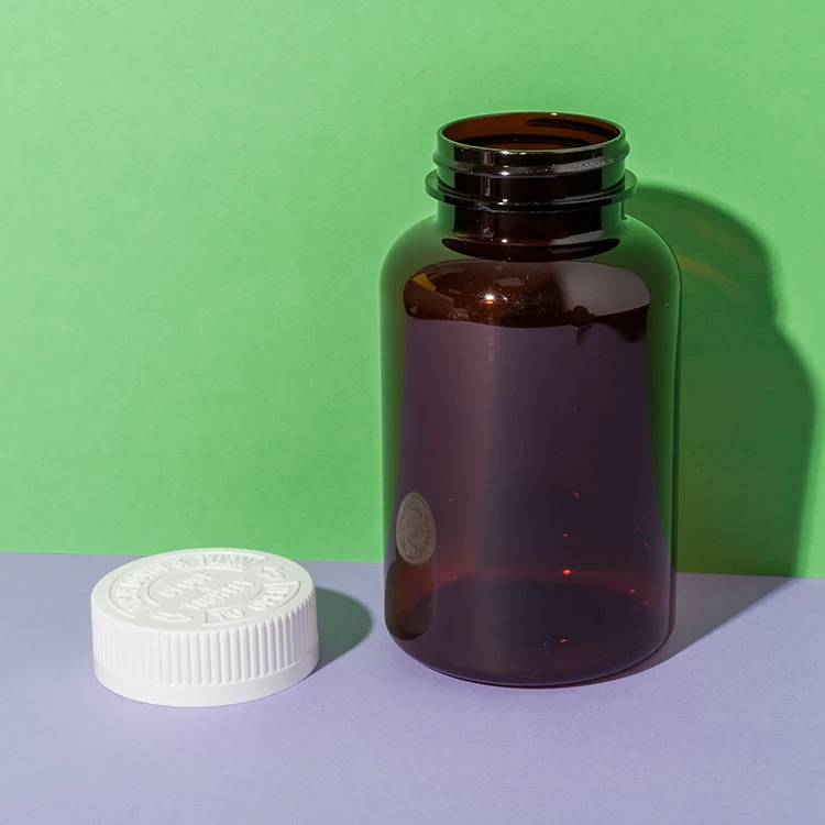 PET Plastic Amber 300cc Supplement Bottle - vista 3